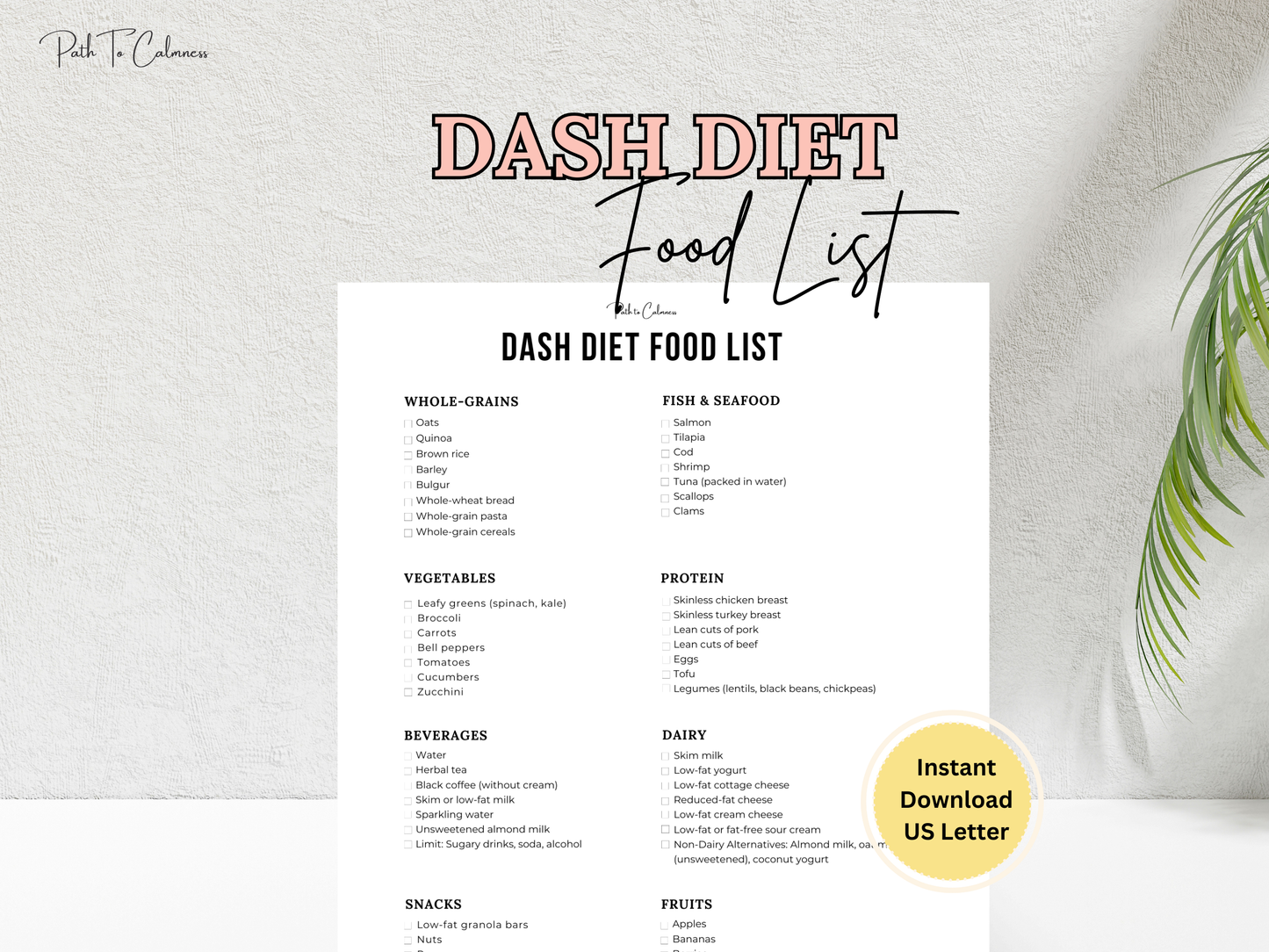 Dash Diet Food List | Dash Diet Cheat Sheet |