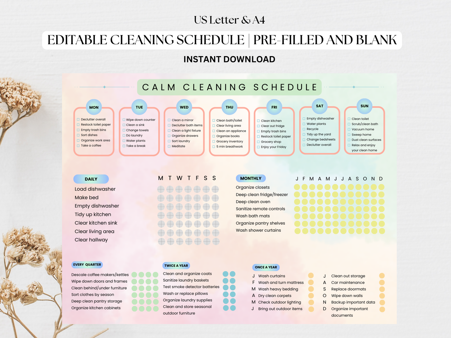 Calm Cleaning Schedule