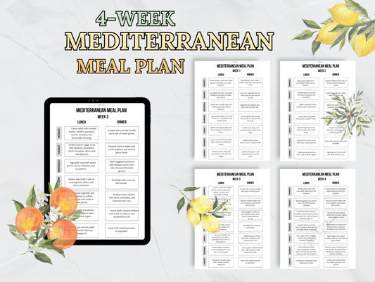 Mediterranean Meal Plan |4 week  Mediterranean Diet