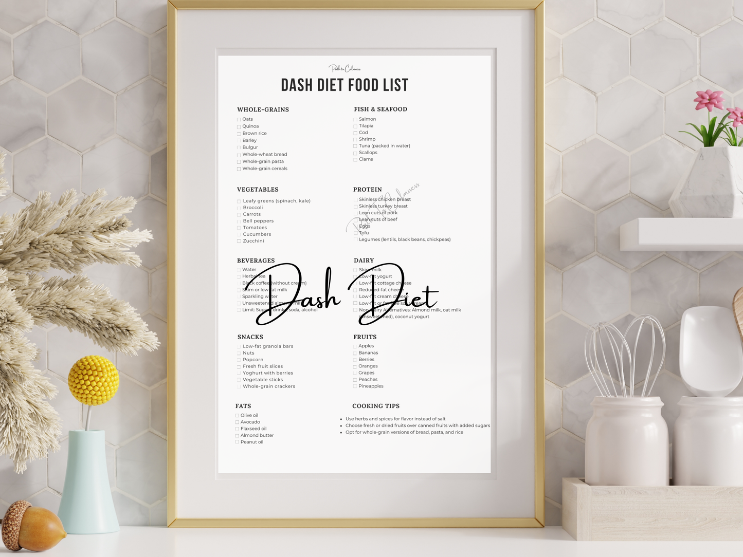 Dash Diet Food List | Dash Diet Cheat Sheet |