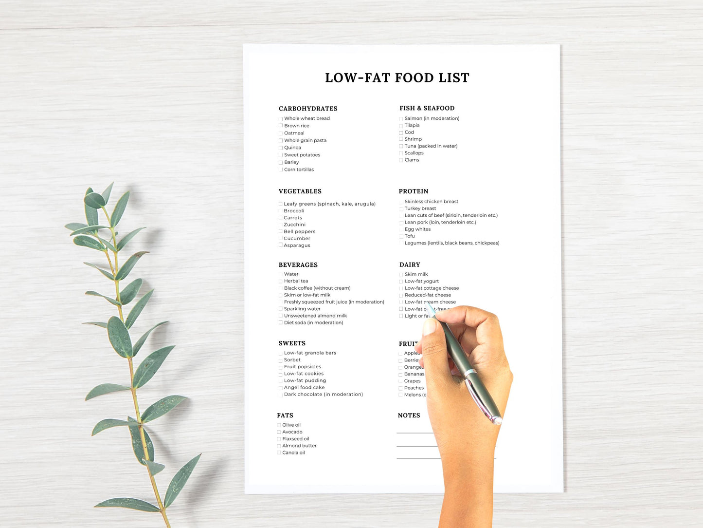 Low Fat Food List + Bonus Meal Plan