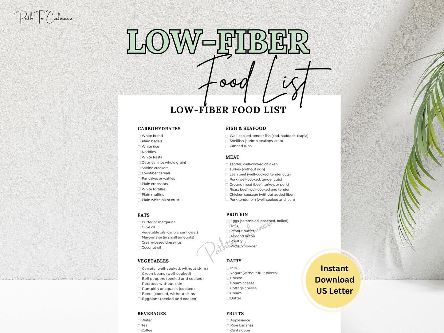 Low Fiber Food List