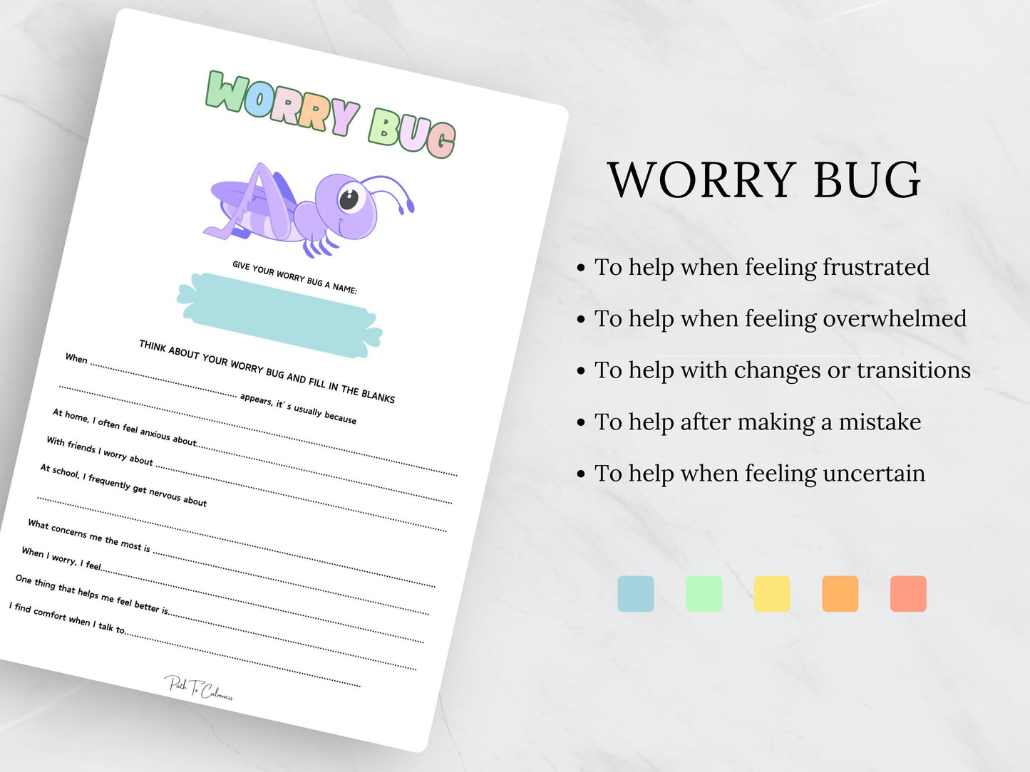 Emotional Support Kids Tracker - Worry Bug