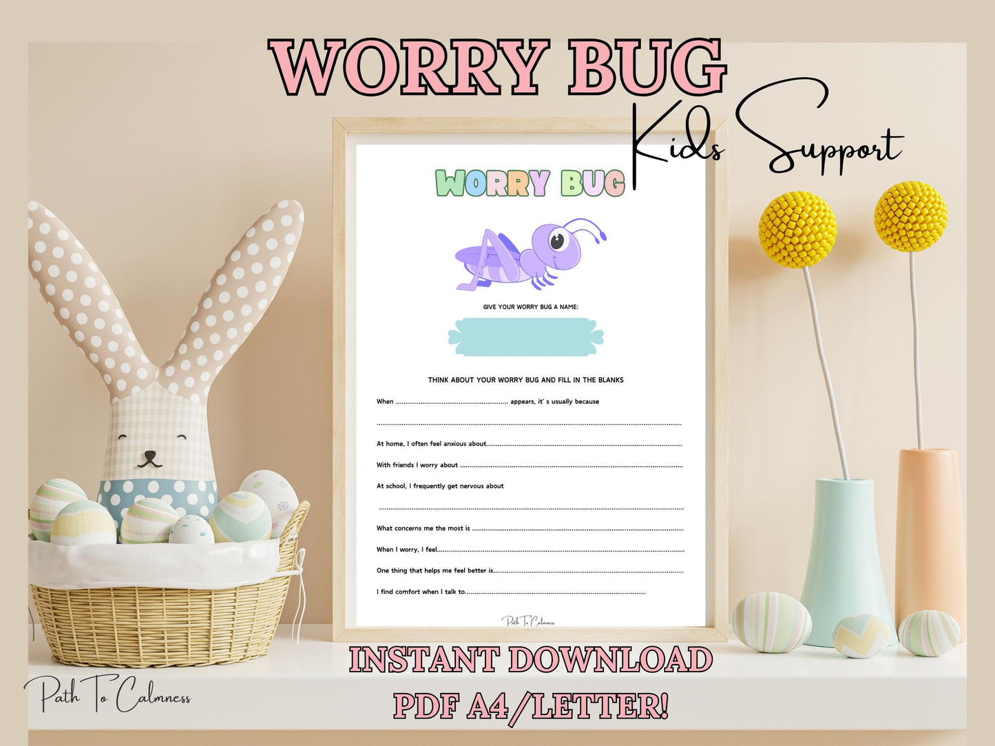 Emotional Support Kids Tracker - Worry Bug