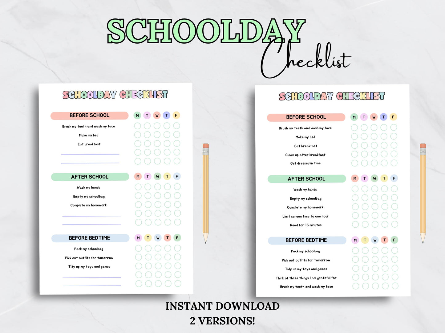 Kids Schoolday Checklist