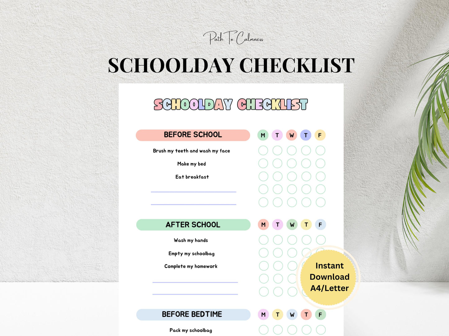 Kids Schoolday Checklist