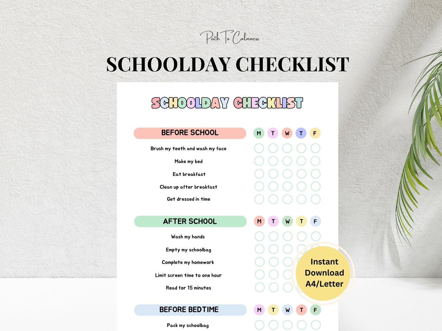 Kids Schoolday Checklist